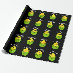 Be Corn-tent Grappige Corn Pun Donker BG Cadeaupapier