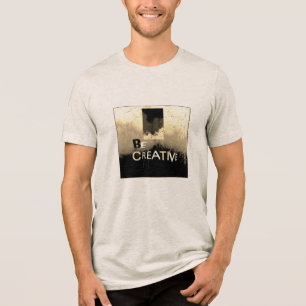"Be Creative" Cream Tan Taupe Zwart Abstracte Kuns Tri-Blend Shirt