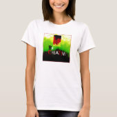"Be Creative" Groen Geel Rood Zwart Abstracte Kuns T-shirt (Voorkant)