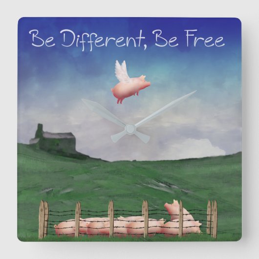 Be Different, Be Free Wall Clock Vierkante Klok (Voorkant)
