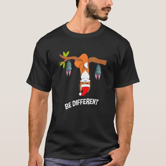 Be Different Cute Santa Fox With Bats T-shirt (Voorkant)