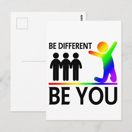 Be different - LGBTQ Pride Briefkaart (Voorkant / Achterkant)