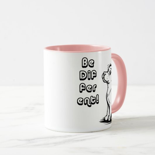 Be Different Smart Dog Mug – Inspiring Minimal Pet Mok (Voorkant rechts)