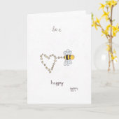 "Be-e Happy" gevouwen Wenskaart Kaart (Gele Bloem)