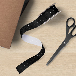 Be-editabele achtergrondkleur en witte polka-stipp satijnen lint