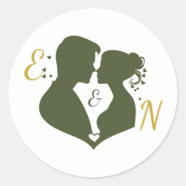 Be-editabele Elegante Salie Gouden Huwelijkssticke Ronde Sticker