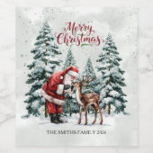 Be-editabele Kerstman Wijnfles Label Wijn Etiket (Enkel label)