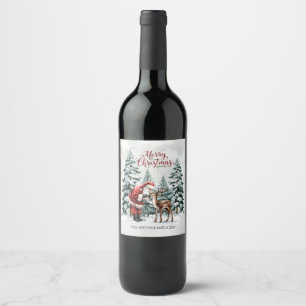Be-editabele Kerstman Wijnfles Label Wijn Etiket