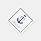 Be-editabele Kleur Rand Monogram Anker Bruiloft Servet (Hoek)