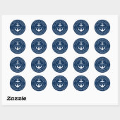 Be-editabele kleur Witte rand Anker Retouradres Ronde Sticker (Vel)