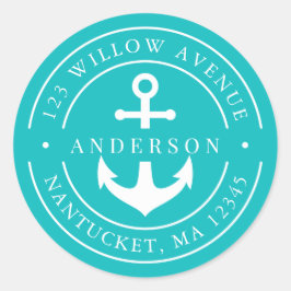 Be-editabele kleur Witte rand Anker Retouradres Ronde Sticker
