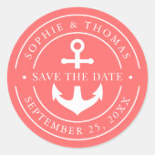 Be-editabele Kleur Witte Rand Anker Save the Date Ronde Sticker (Voorkant)