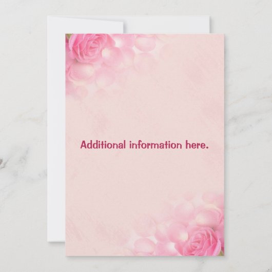 Be-editabele Roze Rozen Foto Herdenking van het Le Kaart (Achterkant)