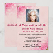 Be-editabele Roze Rozen Foto Herdenking van het Le Kaart (Voorkant / Achterkant)