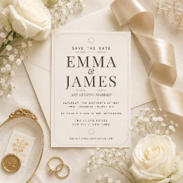 Be-editabele Zachte Ivoren Elegantie Save The Date Kaart