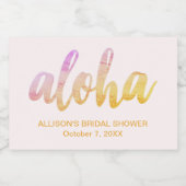 Be-editable Aloha Tropische Bruidsfeest Mini Sparkling Wijnetiket (Enkel label)