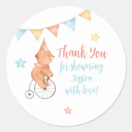 Be-editable Baby Dier Circus Bedankje Favor Sticke Ronde Sticker
