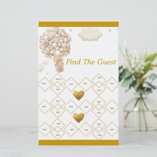 Be-editable berenballonnen babyshower uitnodiging, (Staand voorkant)