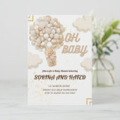 Be-editable berenballonnen babyshower uitnodiging, kaart (Staand voorkant)