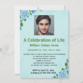 Be-editable blauwe rozen  foto viering van het lev kaart (Voorkant)