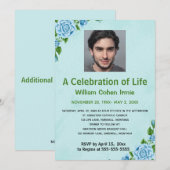 Be-editable blauwe rozen  fotofeest ter viering va kaart (Voorkant / Achterkant)