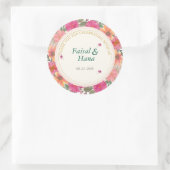 Be-editable bloem sticker voor dank je viering (Tas)