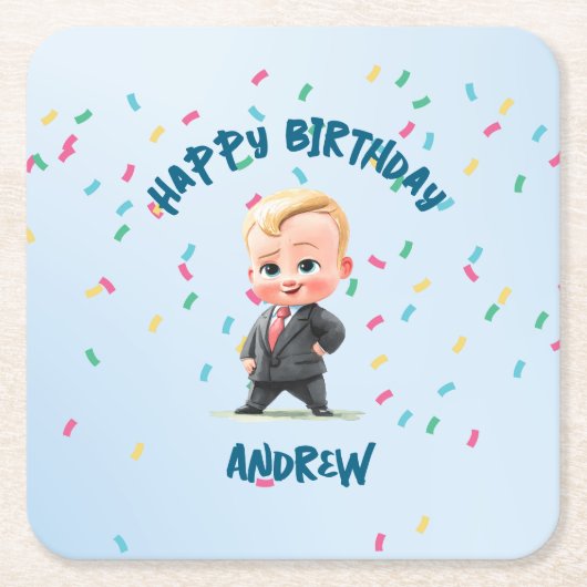 Be-editable Boss Baby Papieren Onderzetter (Voorkant)