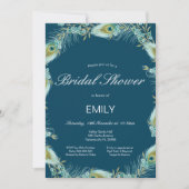 Be-editable Bruiloftsuitnodiging met Pauwthema Kaart (Voorkant)