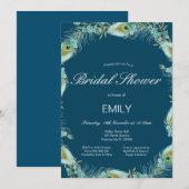 Be-editable Bruiloftsuitnodiging met Pauwthema Kaart (Voorkant / Achterkant)