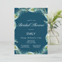 Be-editable Bruiloftsuitnodiging met Pauwthema Kaart