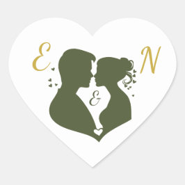 Be-editable Elegante Salie Gouden Trouw Hart Stick Sticker
