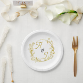 Be-editable Gouden Bloem Bruiloft Papieren Bordje