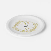 Be-editable Gouden Bloem Bruiloft Papieren Bordje (Gekanteld)