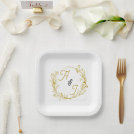 Be-editable Gouden Bloem Bruiloft Papieren Bordje