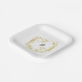 Be-editable Gouden Bloem Bruiloft Papieren Bordje (Gebogen)