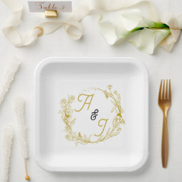 Be-editable Gouden Bloem Bruiloft Papieren Bordje