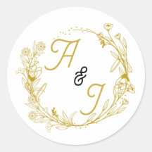 Be-editable Gouden Bloem Bruiloft Sticker