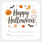 Be-editable Happy Halloween Cadeausticker Vierkante Sticker (Voorkant)