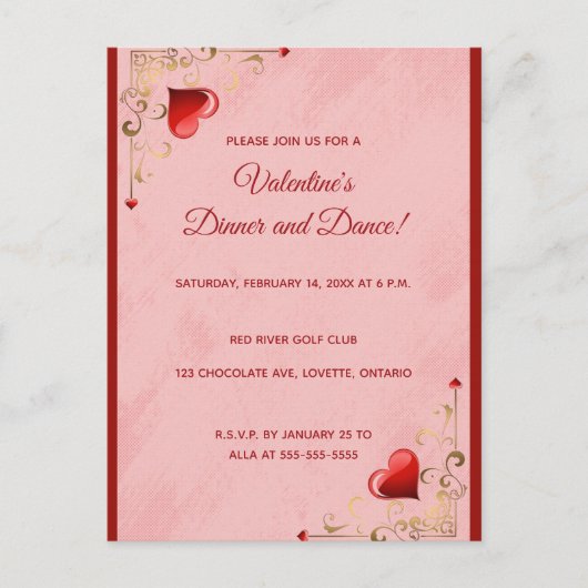 Be-editable harten en bloemen Valentijnsdag Uitnodiging Briefkaart (Voorkant)