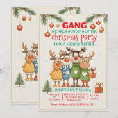 Be-editable Kerstfeest Uitnodiging met Rendier (Voorkant / Achterkant)