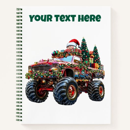 Be-editable Kerstmis Monstertruck Spiraal Notebook Notitieboek (Voorkant)