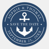 Be-editable kleur witte rand anker save the date ronde sticker (Voorkant)