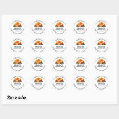 Be-editable oranje marmelade sticker met datum (Vel)