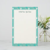 Be-editable Retro Sterren op Teal 5.5" x 8.5" Briefpapier (Staand voorkant)
