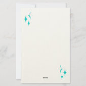 Be-editable Retro Sterren op Teal 5.5" x 8.5" Briefpapier (Achterkant)