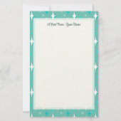 Be-editable Retro Sterren op Teal 5.5" x 8.5" Briefpapier (Voorkant)