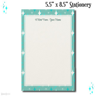 Be-editable Retro Sterren op Teal 5.5" x 8.5" Briefpapier