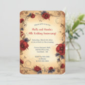 Be-editable Romantische Dieprode Rozen Kaart (Staand voorkant)