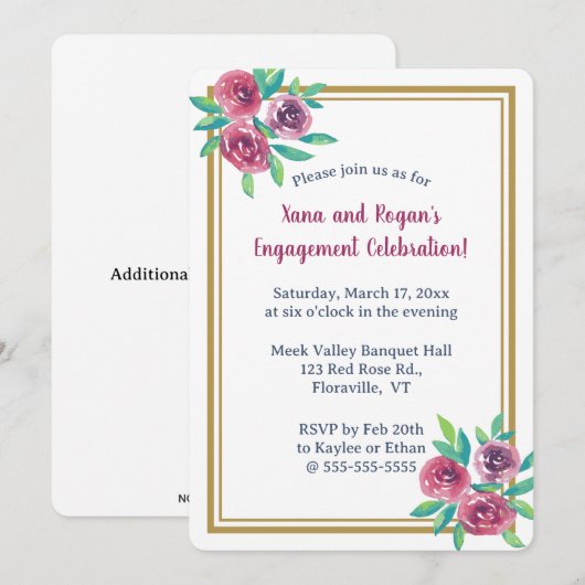 Be-editable Romantische Waterverfrozen Kaart (Voorkant / Achterkant)