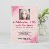 Be-editable Roze Rozen Foto Herdenking van het Lev Kaart (Staand voorkant)